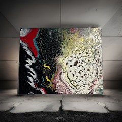 Mixed Media Canvas PaintingColorful Textured Acrylic Signed Titled Meteor