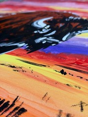 Colorful American Bison Acrylic Painting – 20×16″ Stretched Canvas