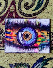ORIGINAL HANDMADE ACRAYLIC COLOR PAINTING ARTWORK/ACEO/DECO/COLOR EYE 07 .5X3.5