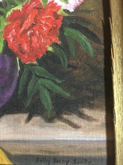 Betty Berry Spatz „Purple Vase Of Flowers“ Oil Painting – Signed And Framed
