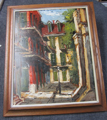 Al Federico New Orleans Street Painting Original Oil On Board 20″ x 24″ Framed