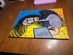 Extinct Bird Low Brow Painting Colorful Big Eye Animal DMT Black Hole Creatures