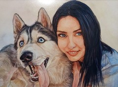 Hand Painted Portrait from Photo Watercolor Custom Family Couple Pet Art