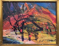 Modern Painting Art Picture Abstract Composition Danish Midcentury 34.5x28cm