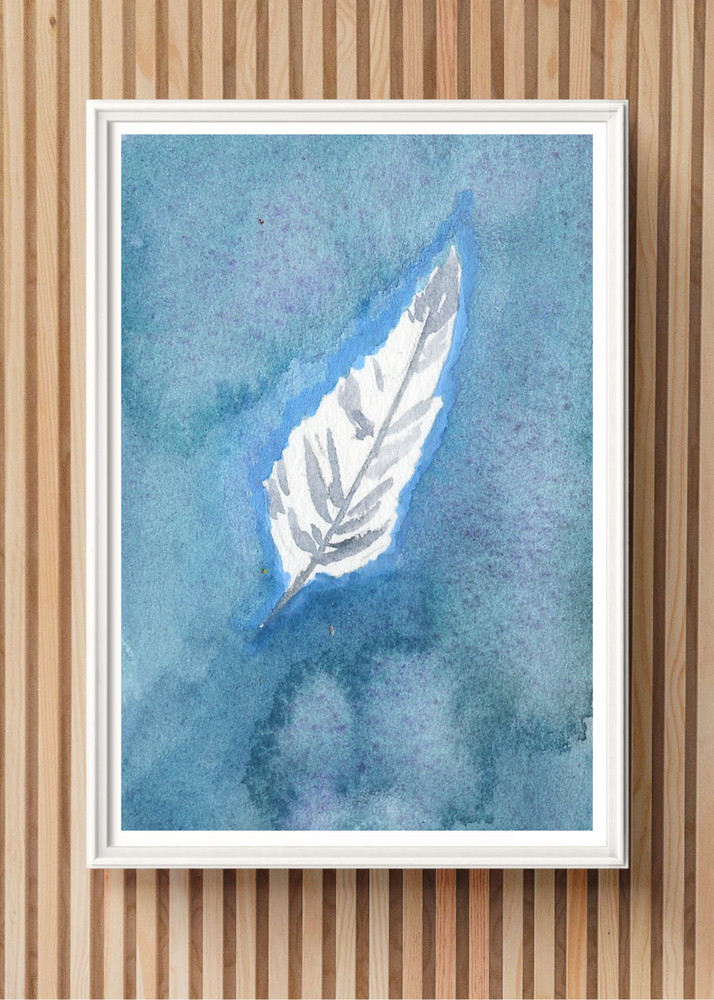 ACEO Art Trading Card Hope Floats Feather OOAK Original Painting Acrylic Marker