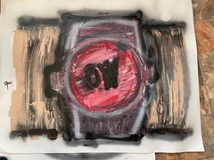 Painting art new Ody West “watch ”graffiti acrylic spray paint original 22×28