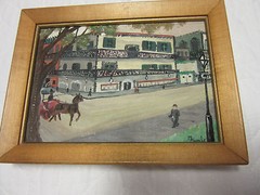 Folk art VINTAGE New Orleans cityscape landscape original PAINTING small