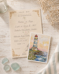 Harbor of Hope -ACEO Original Watercolor Lighthouse Painting OOAK card Christ