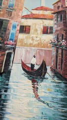 Canvas Oil Painting Of Gondola In Venice Canal 39×51