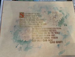OLD Hand Painted Watercolor & Gold Hand Printed Victor Hugo Poem Sleep Sweetly