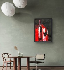 14×11 paper Original Abstract Wine Bottle Glass Painting Modern Wall Art Home
