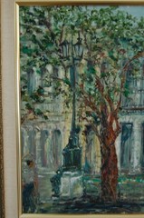 ORIGINAL FRAMED OIL PRADO BOULEVARD SCENE OLD HAVANA, CUBA ARTIST: HECTO VIDAL