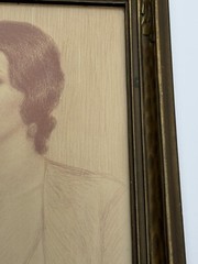 ANTIQUE DRAWING PORTRAIT WOMAN WIFE OF EVERETT GEE JACKSON EILEEN LISTED FAMOUS