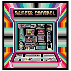Remote Control | Retro Abstract Arcade Artwork, 24×24 inches, framed