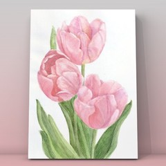 Original watercolor painting „Pink tulips” $55 free shipping decor art