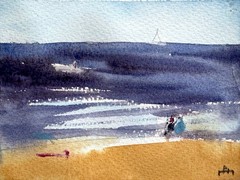 Beach 6×4 Watercolor Painting Landscape Paper Art Home Decor
