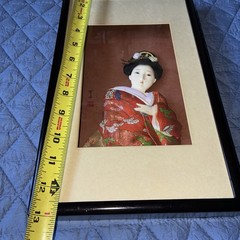 Vtg. 1960s Signed Japanese 3D Porcelain Imag Geisha Girl Wearing Silk Kimona