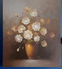 Robert Cox Signed Floral Still Life Oil Painting on 20×24 Canvas Framed