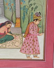Courtyard Lovers Miniature Painting on Paper – 11 x 17 cm