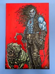 Hand painted artwork, Lobo and Dawg, 16“x 24“, Signed, Dc Comics Art