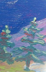 Original Acadia National Park Landscape 6×8 Oil on Paper Sunset Mountain River