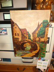 Elisee Maclet Vintage Origional Oil Painting „The Village Bridge“