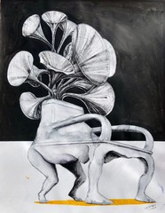 ALAIN DONATE CUBAN ART Painting ORIGINAL SKETCH DRAWING INK /CARDBOARD 20″X 26″