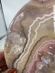 Resin Geode Wall Art 8” Round Geode Inspired Epoxy In Pinks White Gold