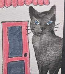 ACEO Original Art Card ATC Watercolor Cat OOAK Kitten Painting GAT