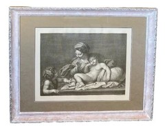 F. Bartolozzi Baroque Renaissance Style Figural Engraving Gilt Frame