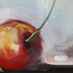 RED CHERRIES still life Oil painting UKRAINE 8X10