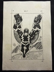 JACK KIRBY drawing and painting on old paper signed stamped vintage