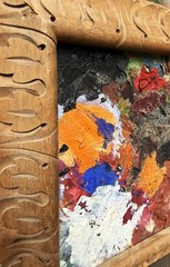 ANTQ French Provincial Artist’s Palette Double-Sided 3-D Impasto O/B Landscape!