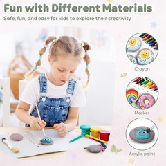Rokraft 36 PCS Large 2.05-3.25″ Smooth Natural River Rocks for Painting, Flat…