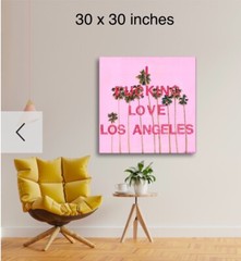 I Love Los Angeles Original Painting Pink Palm Trees Stretched Canvas Art Print