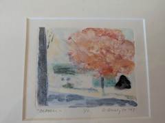 Original Monotype by Dagny Quisling Myrah „October“ 97 Signed/Framed 1/1 Used
