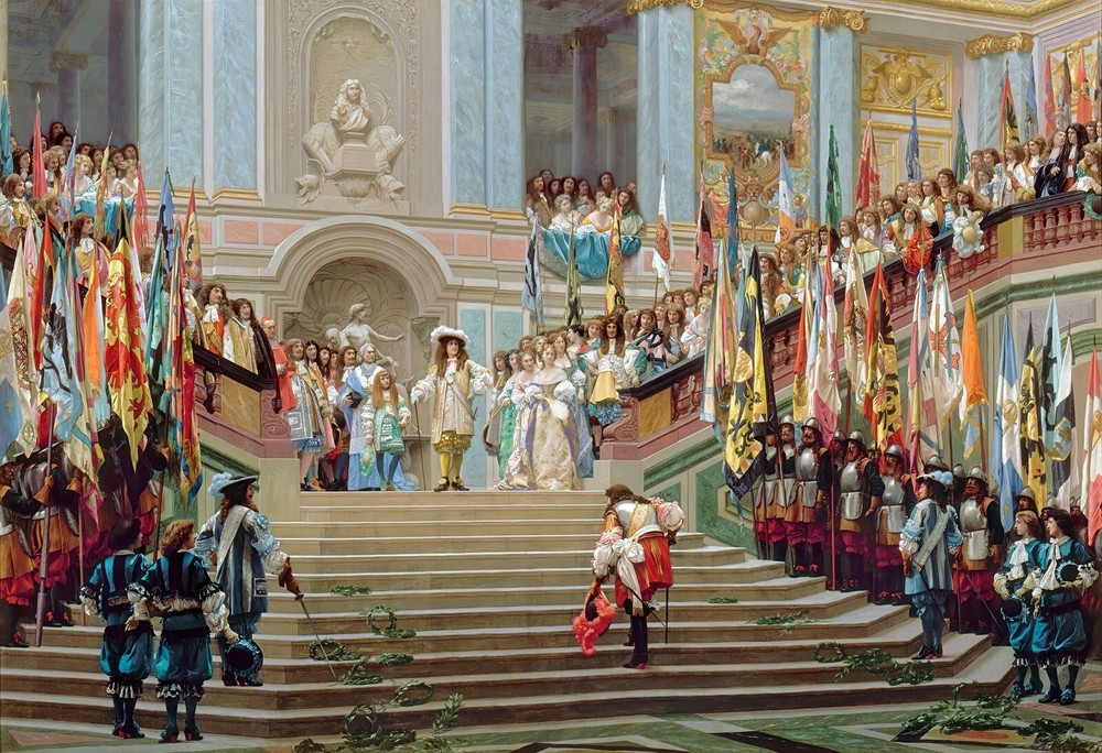 Reception Grand Count at Versailles Painting by Jean Leon Gerome Reproduction