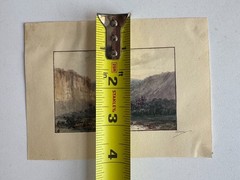 Small Antique 19th Watercolor European Century Painting Landscape Signed 4×5.25