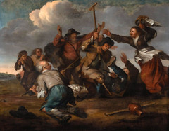 Large 17th Century Dutch Old Master Battle Of The Peasants Fighting M D HOUT