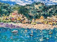 Positano Amalfi Italy Coastal Oil Painting on Canvas Seascape Painting