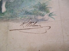 ANTIQUE 1865 PAINTING BEACH WOMAN FREEDOM LIBERTY BIRDS 19TH CENTURY SIGNED OLD