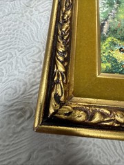 Vintage Louis Cardin Signed Hand-Painted Enamel on Copper Art Framed 13.5”x 11.5