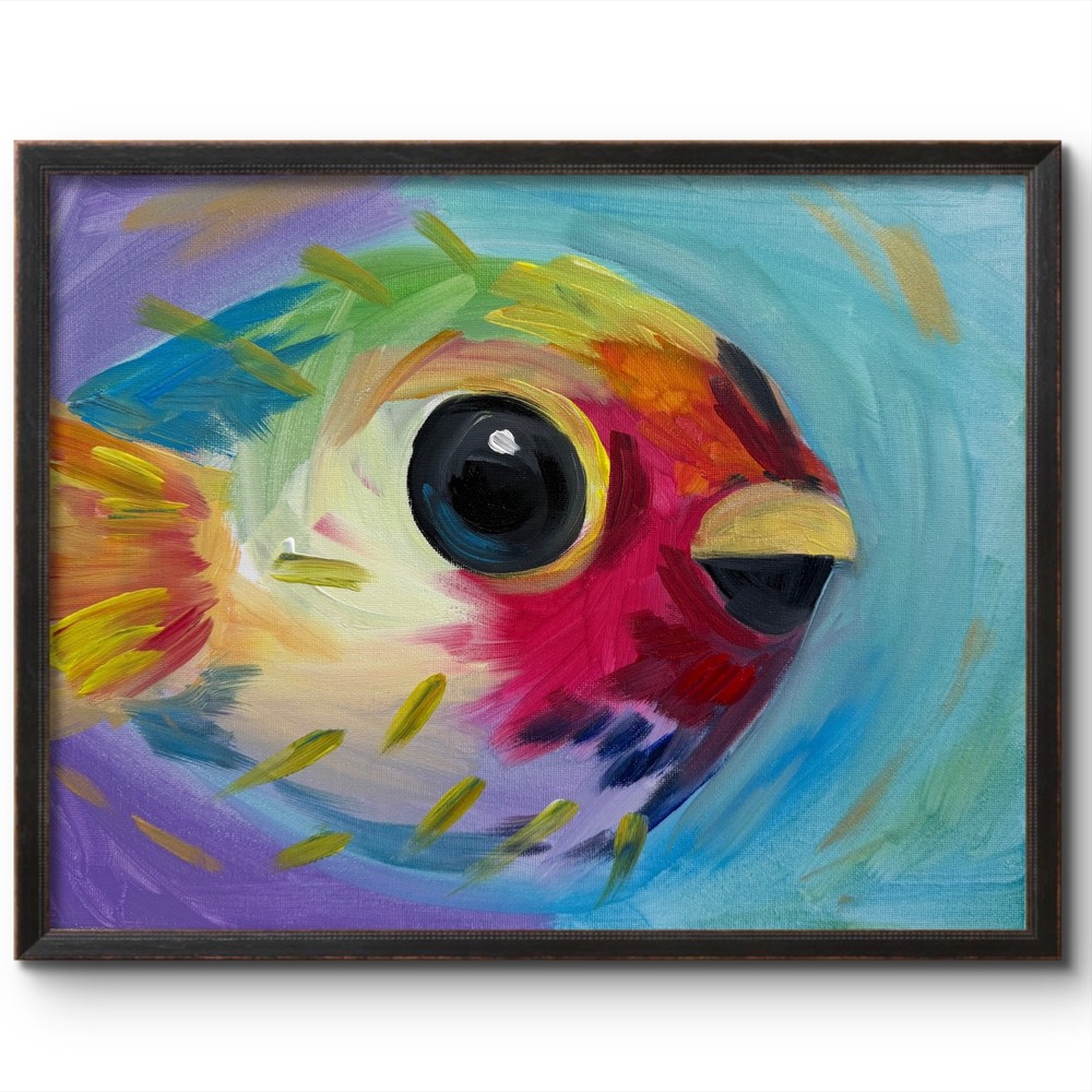 PUFFER FISH EXPRESSIONISM 14X11 ABSTRACT ORIGINAL ART MODERN HOME