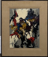 Original Harry Mintz Art Oil Painting Signed & in Original Frame Linen Matting