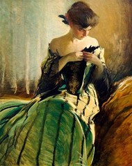 Ｏｉｌ　ｐａｉｎｔｉｎｇ john white alexander – Study in Black and Green nice young girl