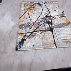 Original Abstract Art Painting „Going Up“ on Antique Sheet Music