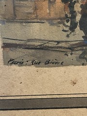 Henri Lamy 1966 Paris Watercolor “Rue Bievre” French Street Scene Signed Framed