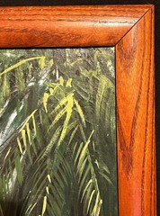 Vintage Original African Art Jungle Forest Landscape Painting Trees People River