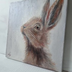 Original Oil Animal Painting Hare Portrait Wildlife Art Soft Ukrainian Artist