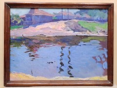 Painting by Koshel M. Ya. A pond near the village. Oil on canvas 65 x 48.5 cm.